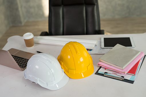 Helmets and Documents of a Florida Company Aspiring To Have Swimming Pool Service Contractor's License
